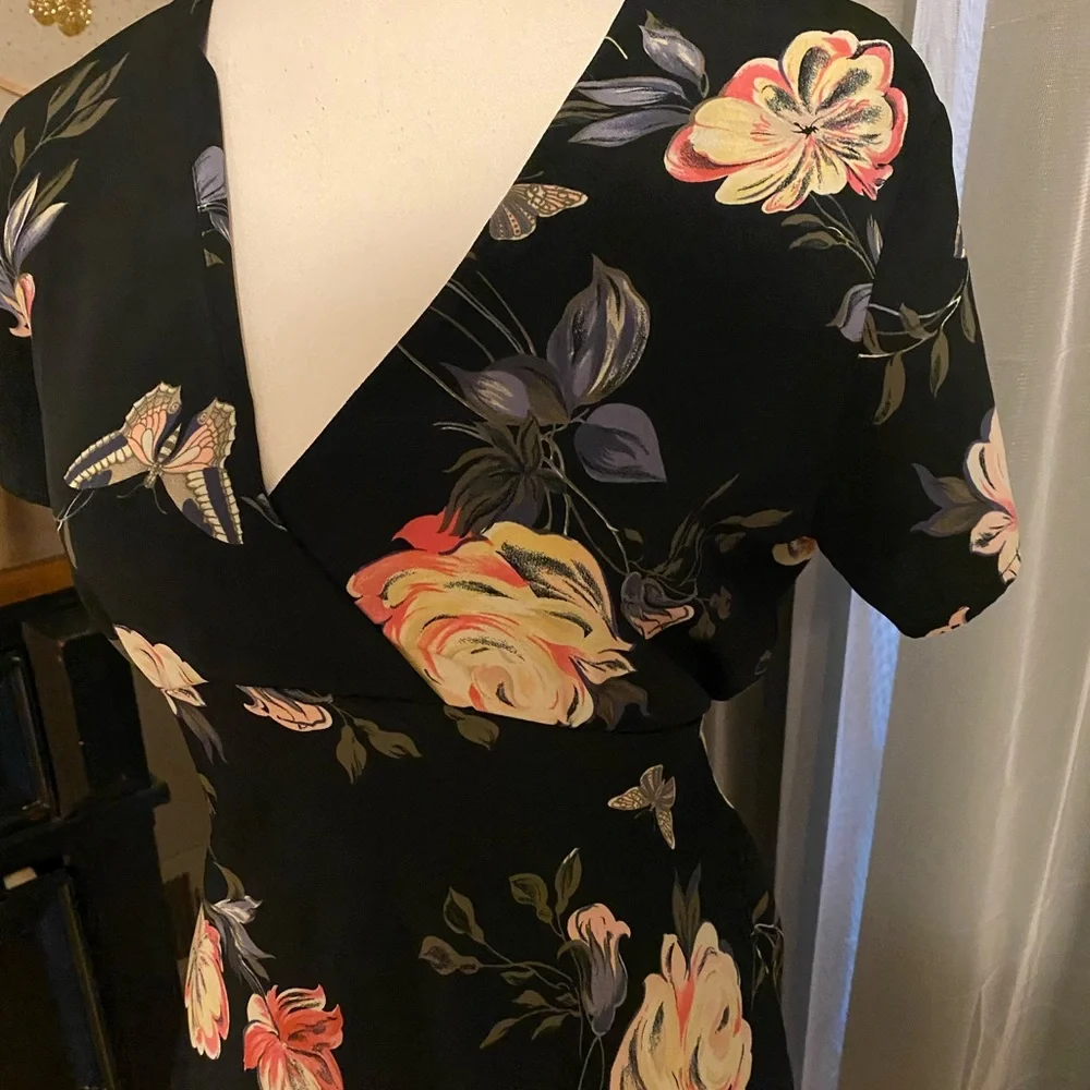 Vintage 90’s satin floral butterfly mini babydoll dress - Picture 4 of 6